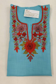 Cotton tunic in light blue with  Kashmiri aari work