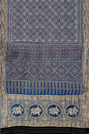 Dola silk saree in floral pattern in blue