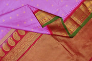 Gadwal pure silk saree in  dark lavender in fine checks