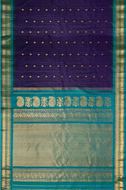 Handwoven Gadwal pure silk saree in fine checks in   violet