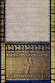 Handwoven Gadwal pure silk saree in fine checks in sandalwood colour with small buttis