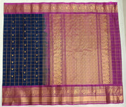 Handloom Gadwal SICO ( silk cotton) saree in navy blue