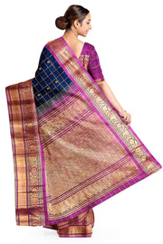 Handloom Gadwal SICO ( silk cotton) saree in navy blue