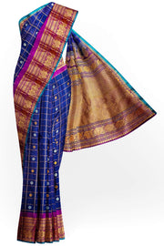 Handloom Gadwal SICO ( silk cotton) saree in royal blue