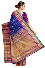 Handloom Gadwal SICO ( silk cotton) saree in royal blue