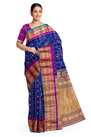 Handloom Gadwal SICO ( silk cotton) saree in royal blue