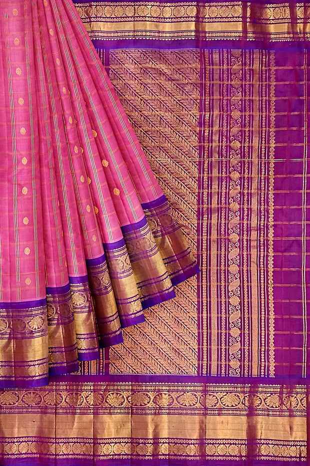 Handloom Gadwal SICO ( silk cotton) saree in pink