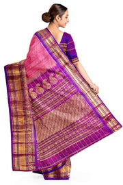 Handloom Gadwal SICO ( silk cotton) saree in pink