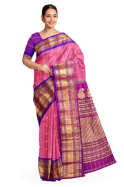 Handloom Gadwal SICO ( silk cotton) saree in pink