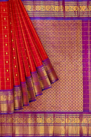 Handloom Gadwal SICO ( silk cotton) saree in red