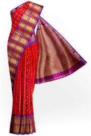 Handloom Gadwal SICO ( silk cotton) saree in red