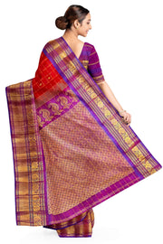 Handloom Gadwal SICO ( silk cotton) saree in red