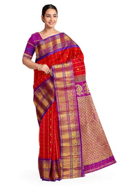 Handloom Gadwal SICO ( silk cotton) saree in red