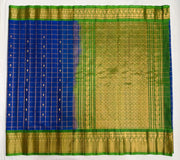 Handloom Gadwal SICO ( silk cotton) saree in royal blue  & green