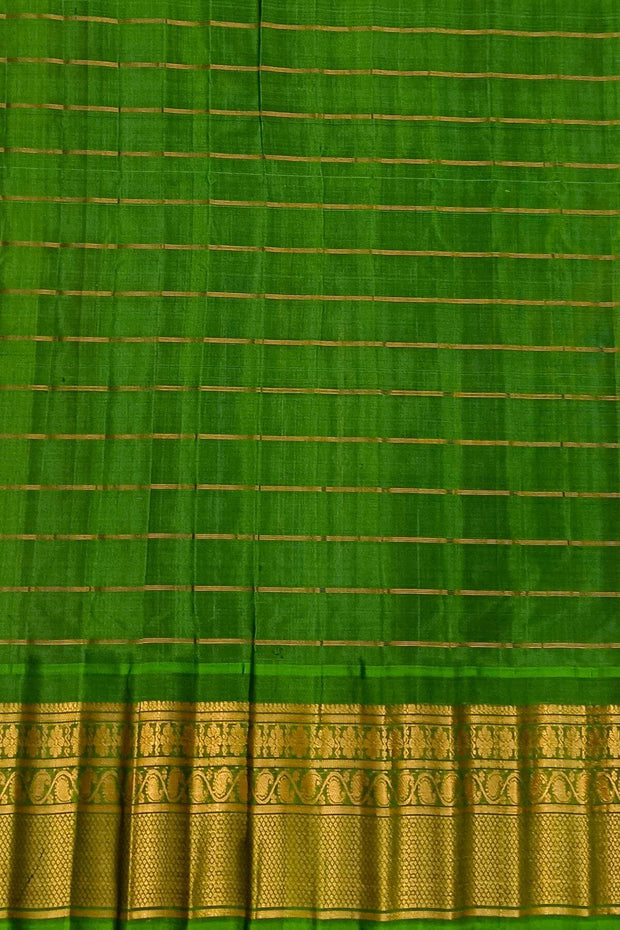 Handloom Gadwal SICO ( silk cotton) saree in royal blue  & green