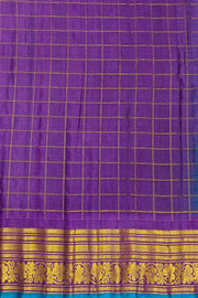 Handloom Gadwal SICO ( silk cotton) saree in bottle green  & purple