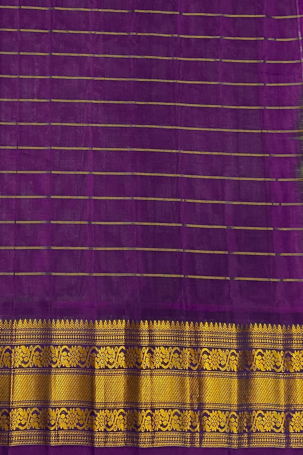 Handloom Gadwal SICO ( silk cotton) saree in mehndi  green