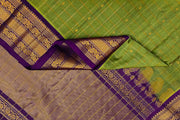 Handloom Gadwal SICO ( silk cotton) saree in mehndi  green