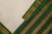 Handloom Gadwal pure cotton saree in fine checks in  white  with silk pallu