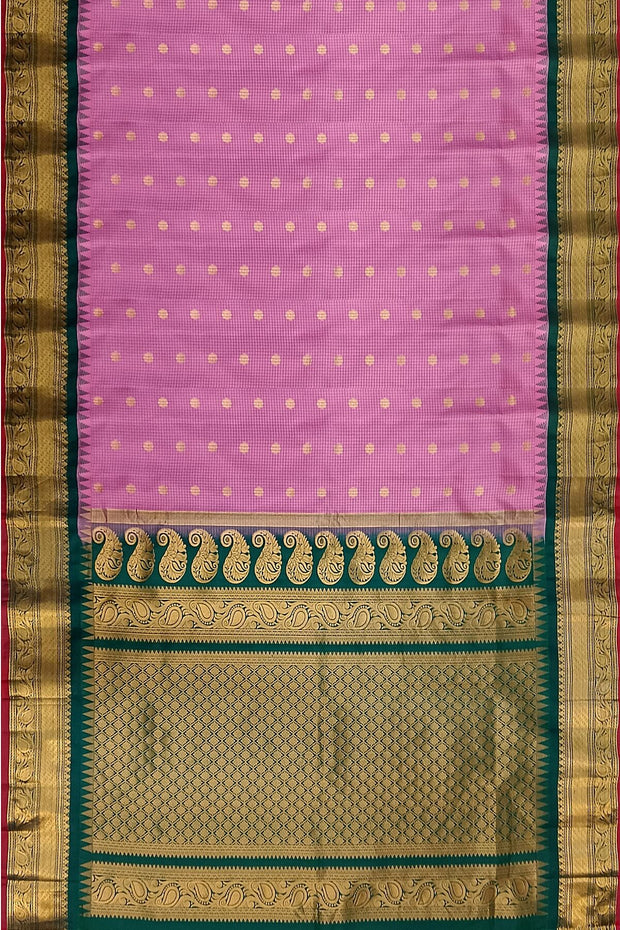 Gadwal pure silk saree in  pink in fine checks
