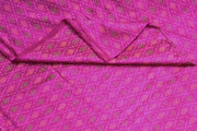 Handwoven Ikkat pure silk   fabric in dupioni finish in pink.