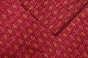 Handwoven Ikat pure silk fabric in  maroon in dupion finish