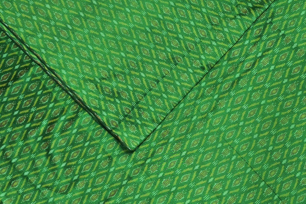 Handwoven Ikkat pure silk  fabric in green