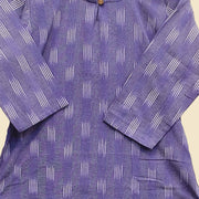 Handwoven ikat cotton kurti in straight cut in  lavender