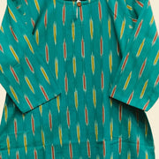 Handwoven ikat cotton kurti in straight cut in green