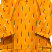 Handwoven ikat cotton kurti in straight cut in yellow