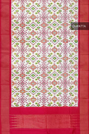 Handwoven Ikkat pure silk dupatta in off white in navratan pattern