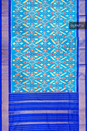 Handwoven Ikat pure silk dupatta in blue in pan bhat pattern