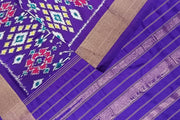 Handwoven ikat pure silk dupatta in violet in navratan pattern