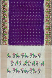 Handwoven ikat pure silk saree in purple with small motifs