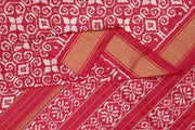 Handwoven Ikat pure silk saree in red with floral motifs