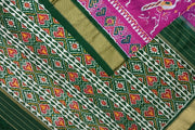 Handwoven ikat pure silk saree in  purple with bird motifs