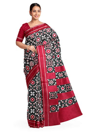 Double Ikat telia pure silk saree in black in 9 motifs pattern.