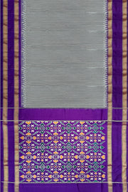 Handwoven Ikat pure silk saree in dark  green in fine checks