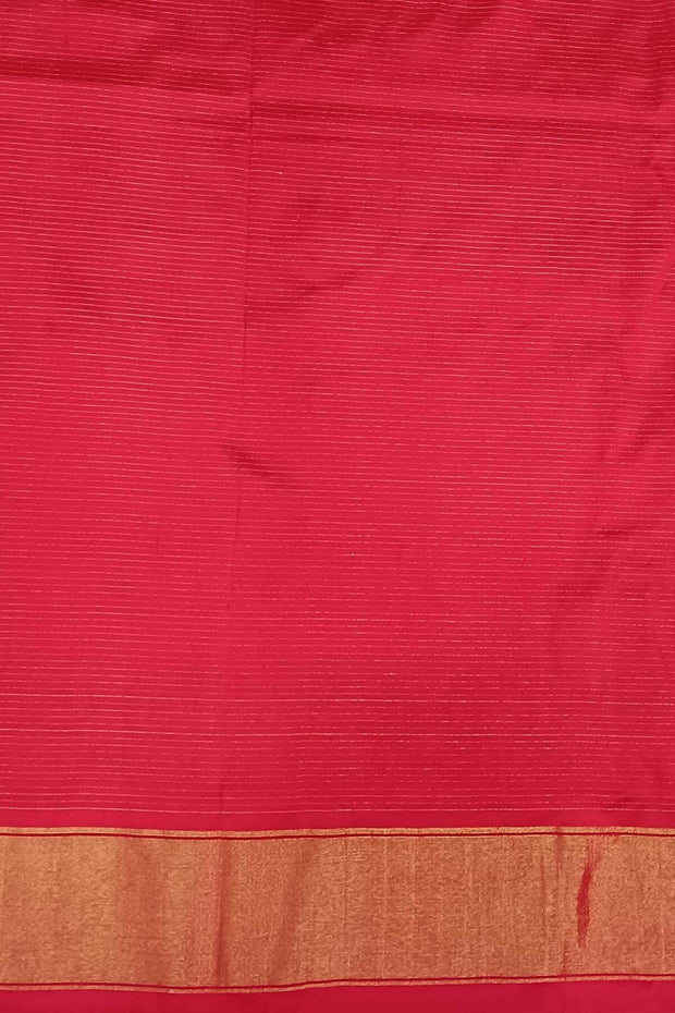 Handwoven ikat pure silk saree in red in navratan pattern