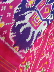 A handwoven  twill weave ikat pure silk saree in violet  with  kunj in chabdi