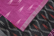 Ikat linen cotton saree in magenta & black