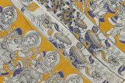 Printed Kalamkari pure cotton saree in mustard