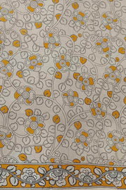 Printed Kalamkari pure cotton saree in yellow