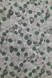 Printed Kalamkari pure cotton saree in dark green