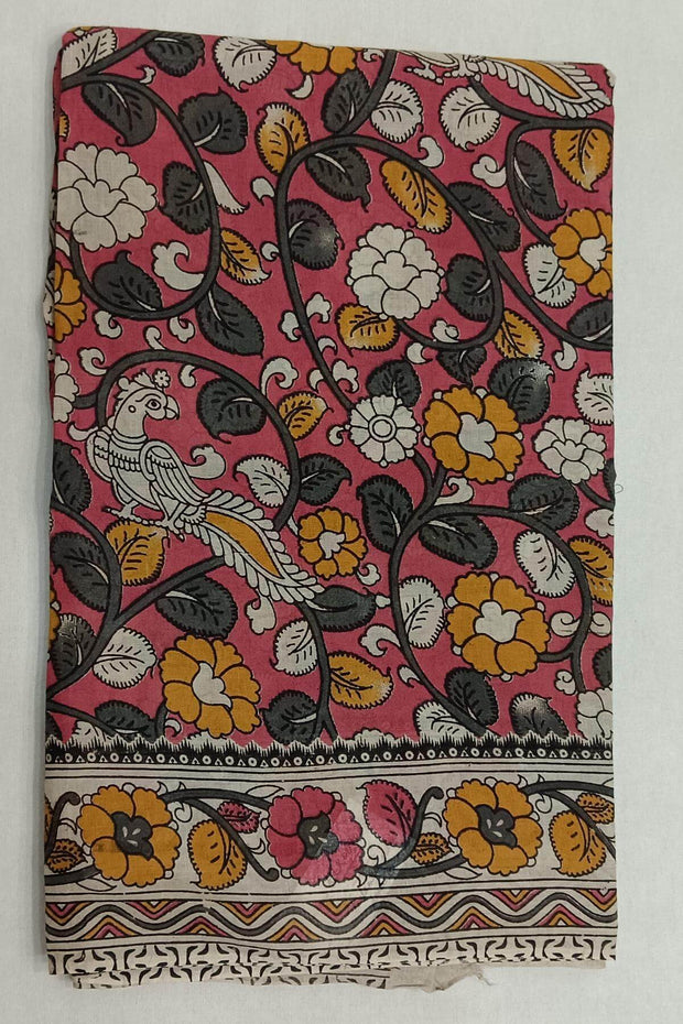 Printed Kalamkari pure cotton saree in pink