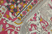 Printed Kalamkari pure cotton saree in pink