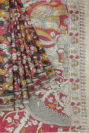 Printed Kalamkari pure cotton saree in pink