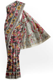 Printed Kalamkari pure cotton saree in pink