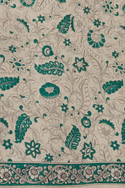 Printed Kalamkari pure cotton saree in green