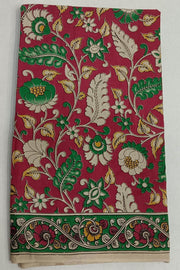 Printed Kalamkari pure cotton saree in red